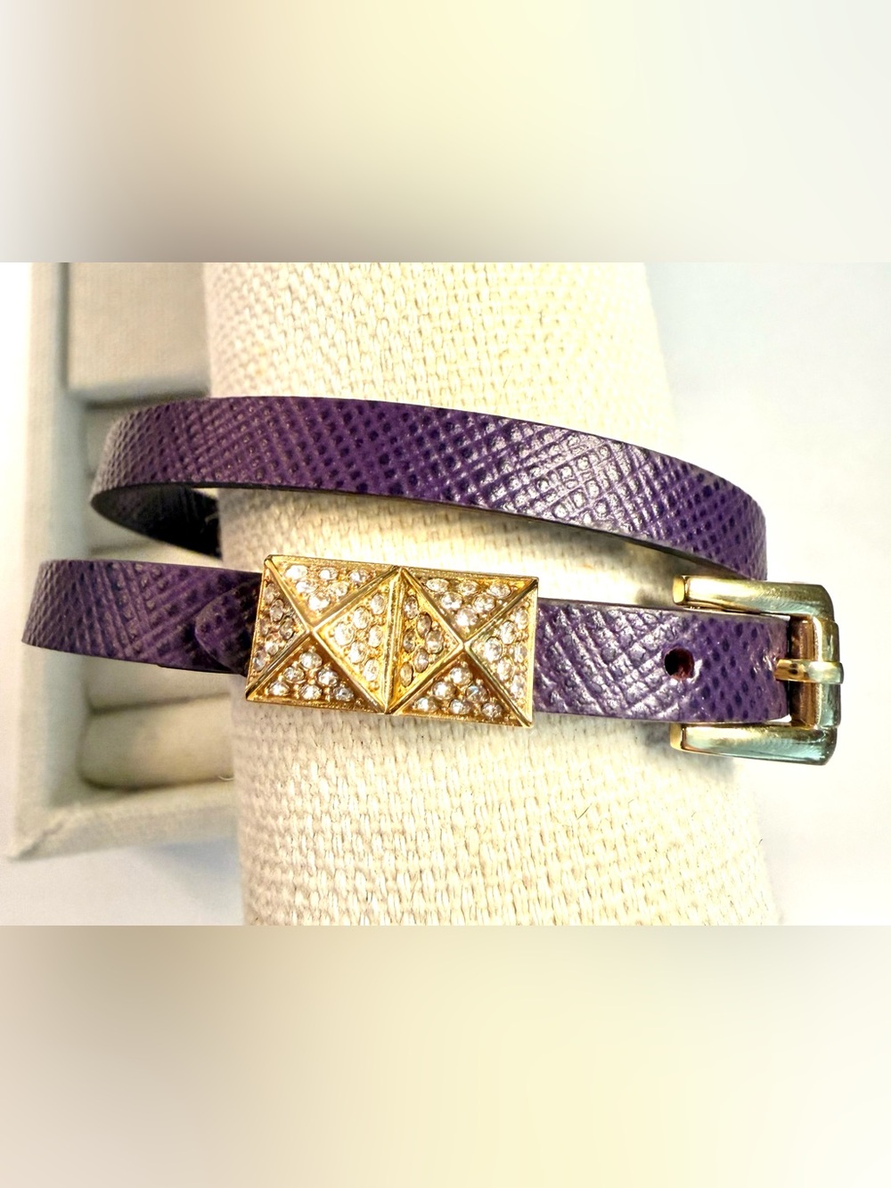 MICHAEL KORS Purple Leather Double Wrap Bracelet